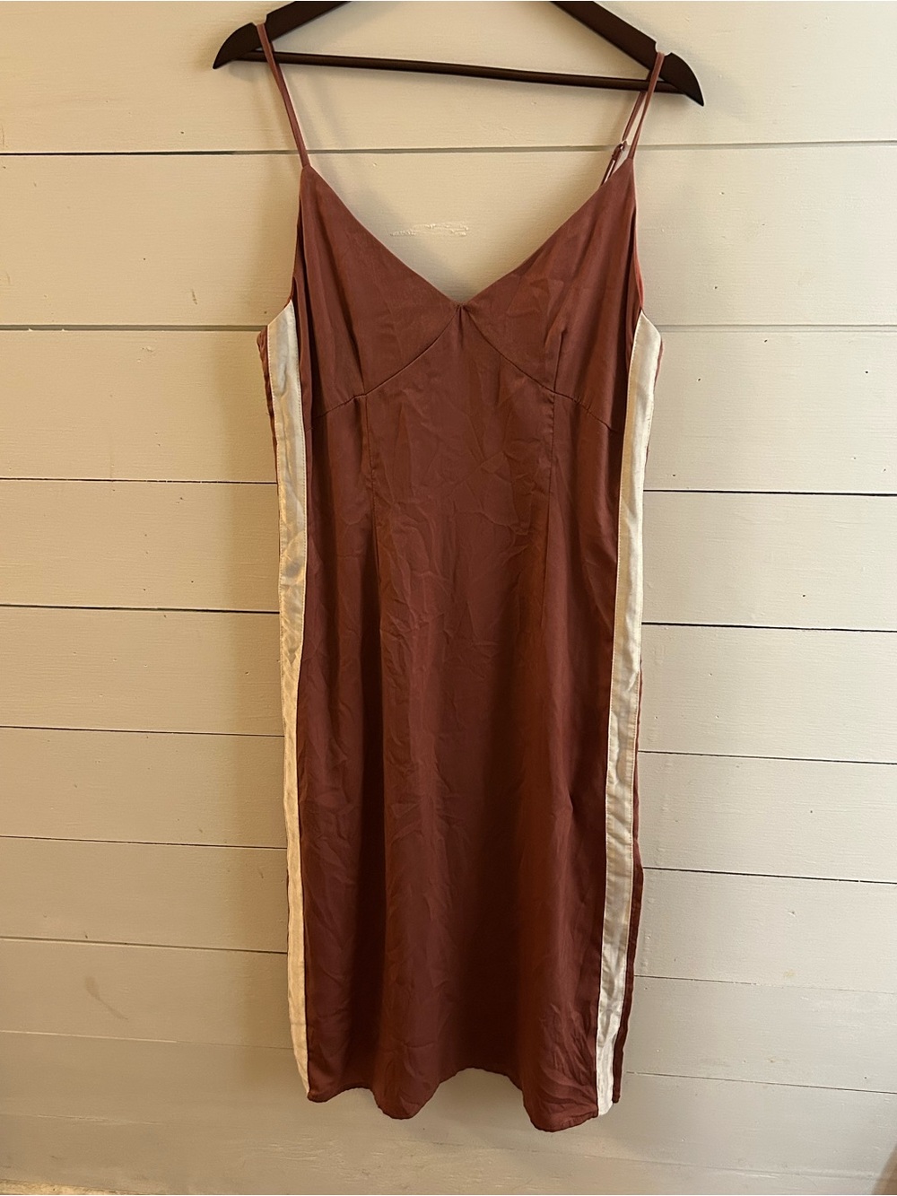 Wild Honey Rust Slip Dress with Ivory Side Stripes
